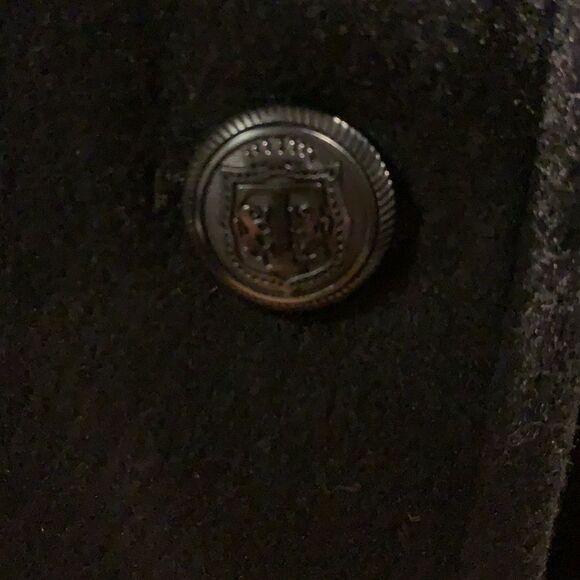 Talbots black wool blend detachable faux fur collar coat, size 14 - Picture 5 of 12